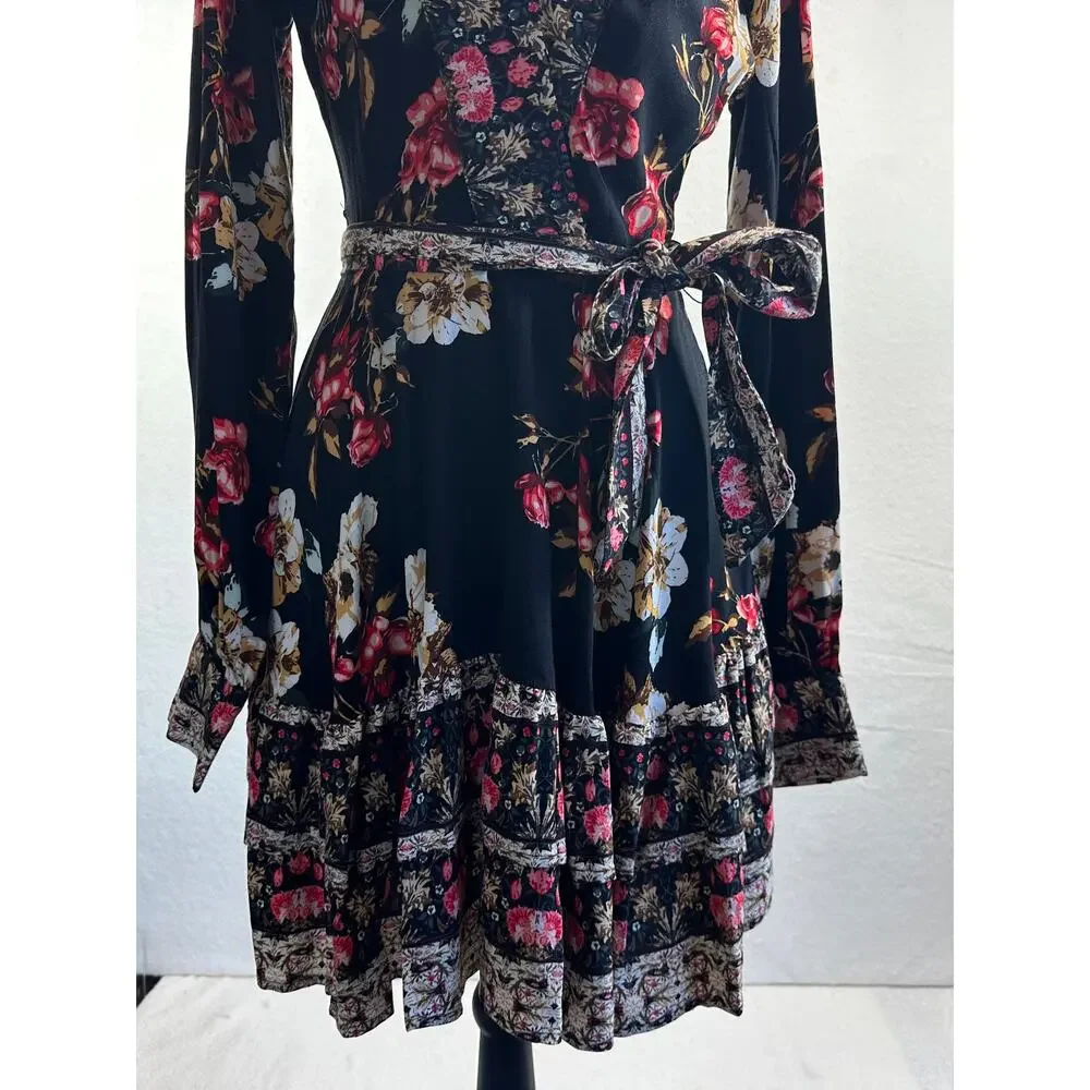 Venus Balloon Sleeve Ruffle Mini Dress w/Flare Skirt Size 4 Flirty Bohowestern - Picture 5 of 11